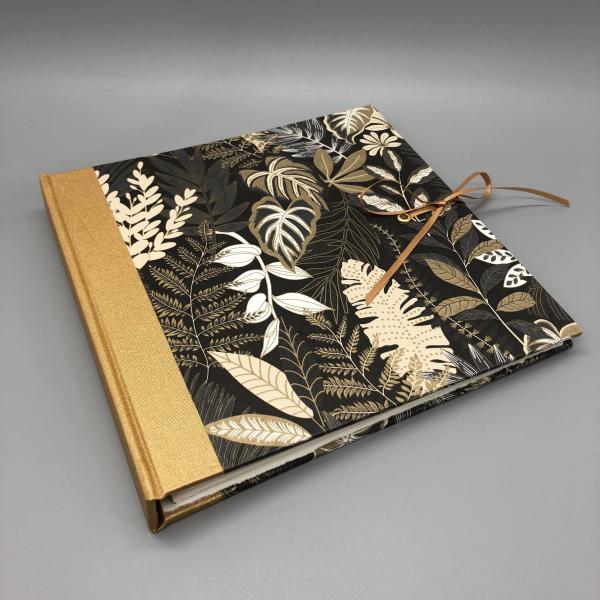 Fotoalbum Buch braun golden Blätter Satinband
