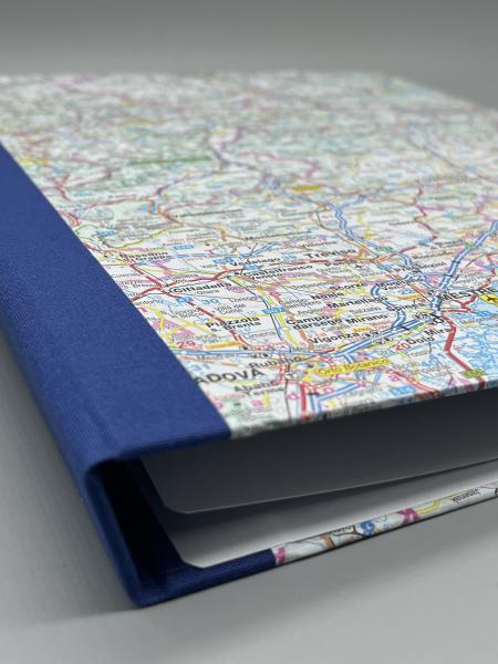 Planer Ringbuch Mappe Ringmechanik Straßenkarte Leinenrücken Bindung blau