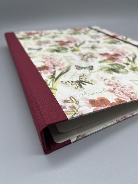 Ordner Ringbuch A4 rot floral Leinenrücken