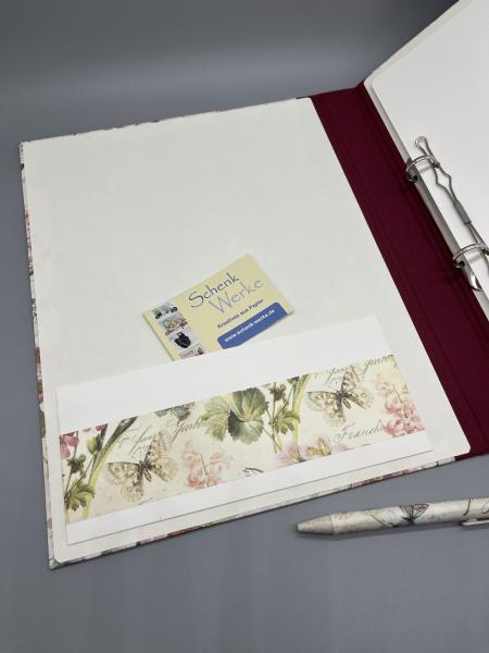 Ordner Ringbuch A4 rot floral Steckfach