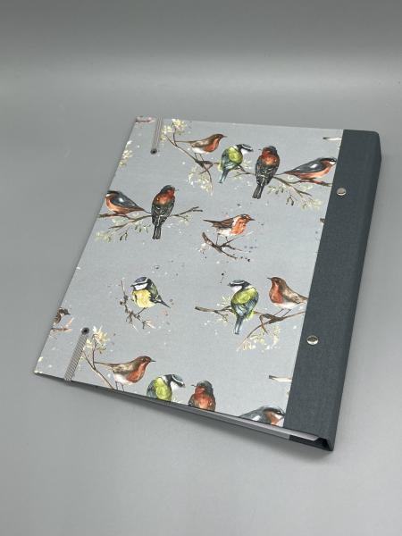 Ringbuch Planer A5 grau Rückseite Vogelmotiv