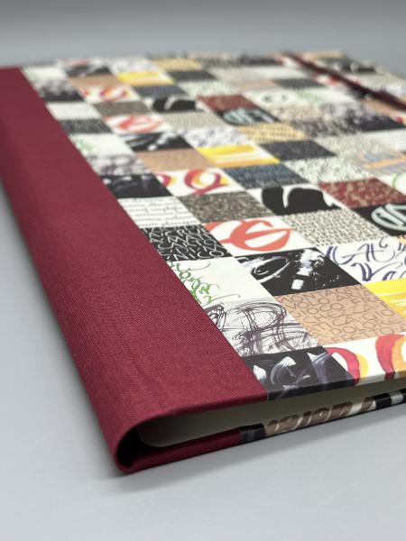 Buchbinderei Mappe Klemmbrett Quadrate Schriftarten Mosaik Bindung Buchleinen