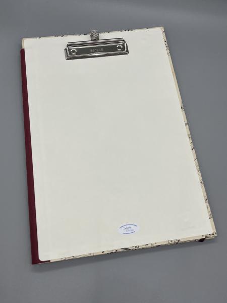 Klemm-Mappe A4 Vintage-Noten – Nutzungsmöglichkeit umgeschlagene Deckel