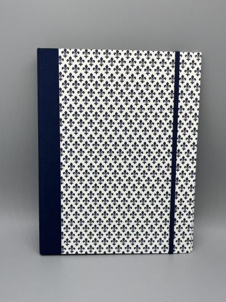 Klemme Mappe A5  Frontdeckel Lilien blau weiß