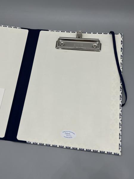 Klemmmappe Stifthalter Innenseite blau weiß