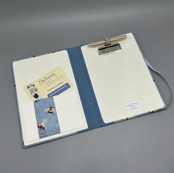 Mappe A6 Innenseiten Füllung Steckfach Stifthalter blau