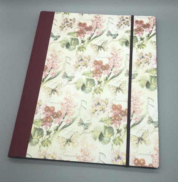 Mappe A4 Blumen rot Schmetterlinge