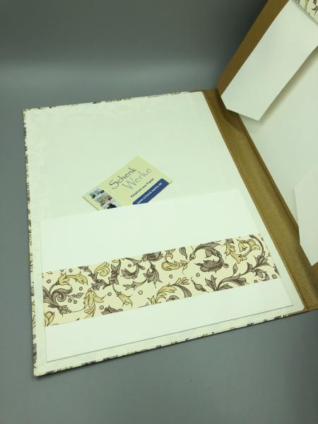 Mappe A4 Sammeln Ranken Blumen gold Innendeckel Steckfach
