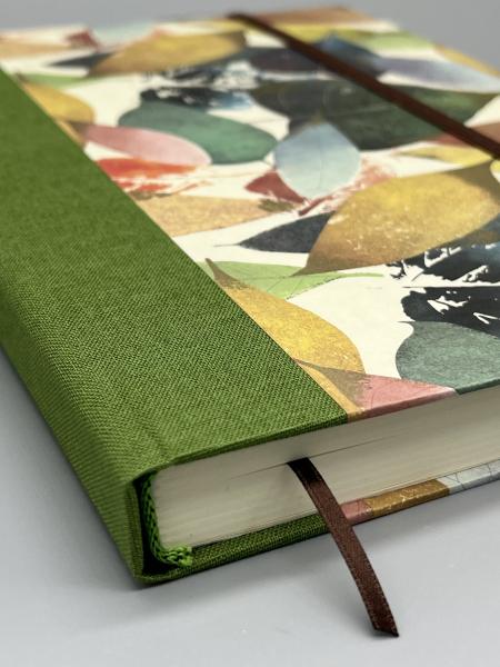 Notizbuch A5 Bindung Lesebändchen bunt Blätter grün