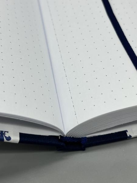 Detailansicht punktkarierte Seiten, hochweiß, mit Mikroperforation