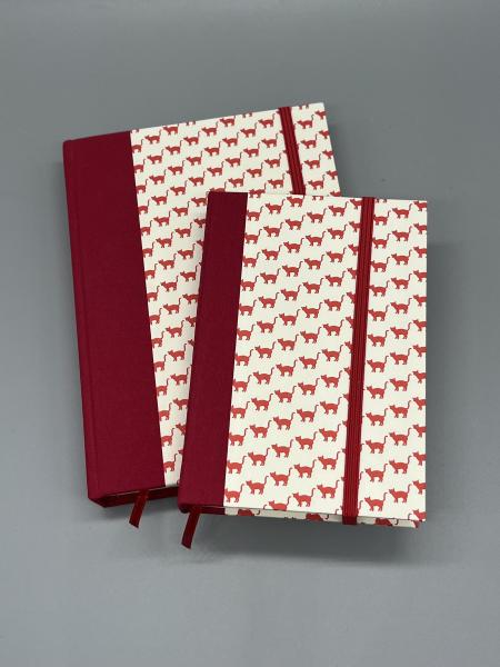 Buch Leinenrücken Katzen rot Muster Größen Varianten