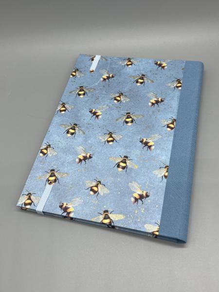 Heft Notizen A5 Buchdeckel blau Bienchen Rückseite