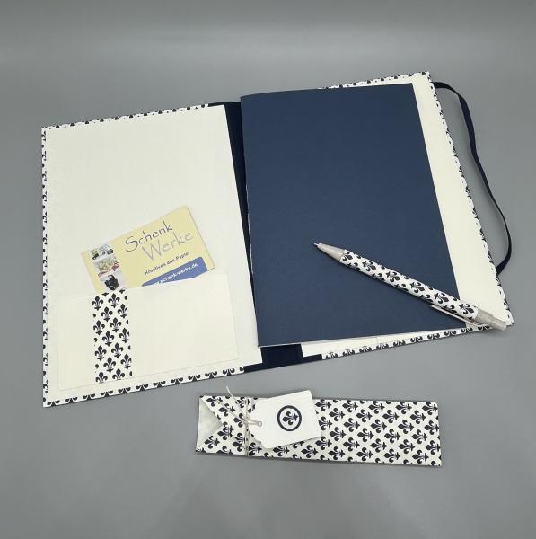 Notizen A5 Leinenrücken auswechselbar Heft Wechselheft Stift Set