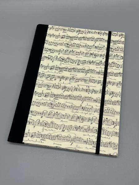 Notizen A5 Leinenrücken auswechselbar Heft schwarz Noten  Vorderseite