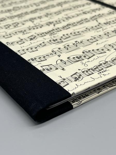 Notizen A5 Leinenrücken auswechselbar Heft schwarz Detail Rücken  Wechselheft