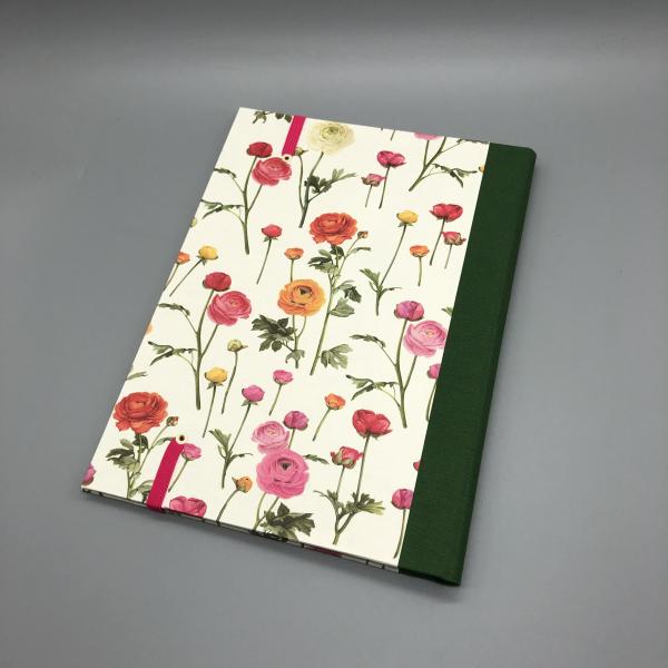 Heft Notizen A5 Buchdeckel Blumen grün bunt  Rückseite