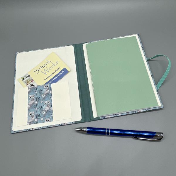 Notizen A6 Leinenrücken auswechselbar Heft Leinenrücken Detail mint Stift