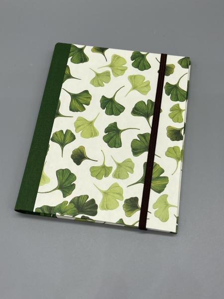 Notizen A6 Leinenrücken auswechselbar Heft Laub Vorderseite grün