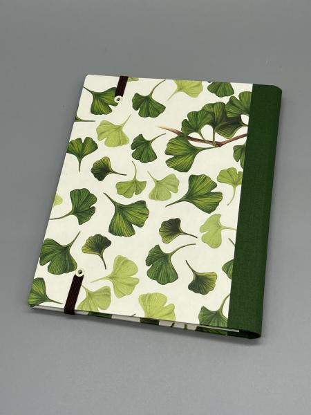 Notizen A6 Leinenrücken auswechselbar Heft Laub grün Rückseite