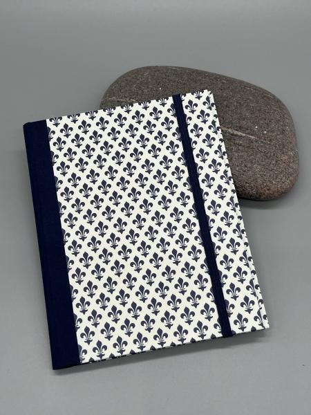 Notizen A6 Leinenrücken auswechselbar Heft blau Wappen Blume