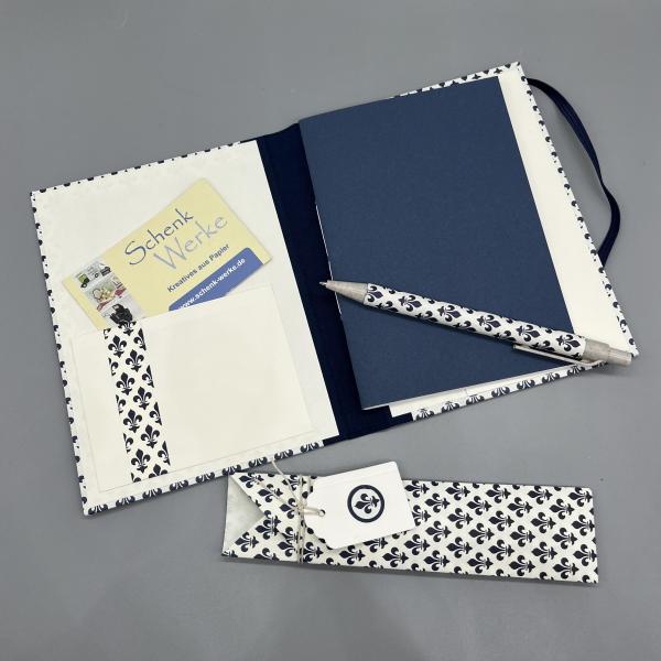 Notizen A6 Leinenrücken auswechselbar Heft Wechselheft Stift Set