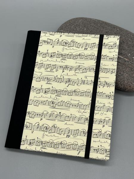 Notizen A6 Leinenrücken auswechselbar Heft schwarz Noten  Vorderseite