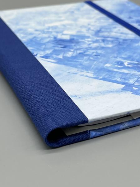 Notizen A6 Leinenrücken auswechselbar Heft Leinenrücken Detail blau
