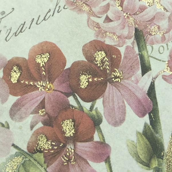 Notizen A6 Leinenrücken auswechselbar Heft rot Blumen Detail Goldglanz