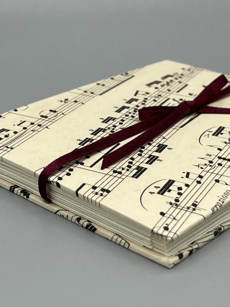 Buch Buch Sammeltaschen Satinband handgebunden Notizen Steckfächer Seiten sammeln Musik Partitur Detail Verschluss Satinband handgebunden Notizen Steckfächer Seiten sammeln Pferd Fohlen Varianten Rückseiten
