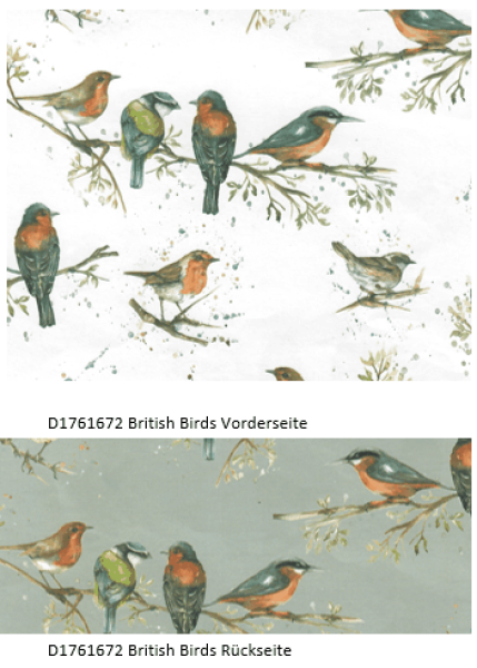 Bezugspapier Vögel weiß grau