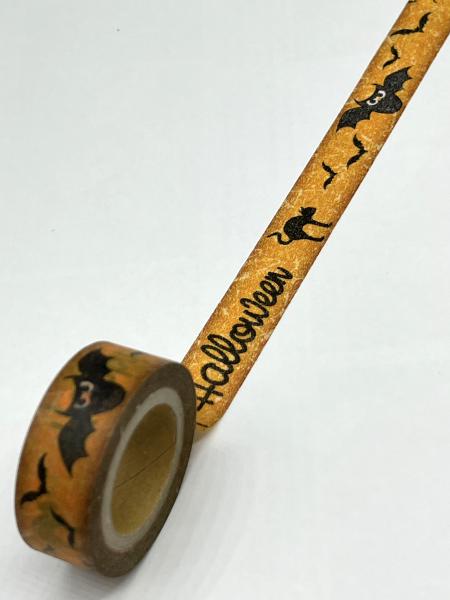 Klebeband Reispapier orange schwarz Fledermaus Dekoration