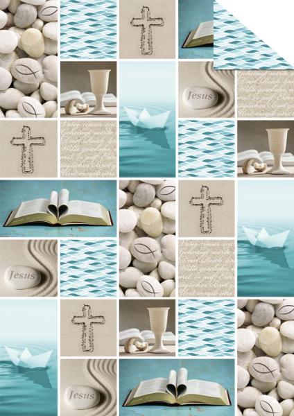 Bastelmaterial Karton aqua sand christlich Symbole Kreuz