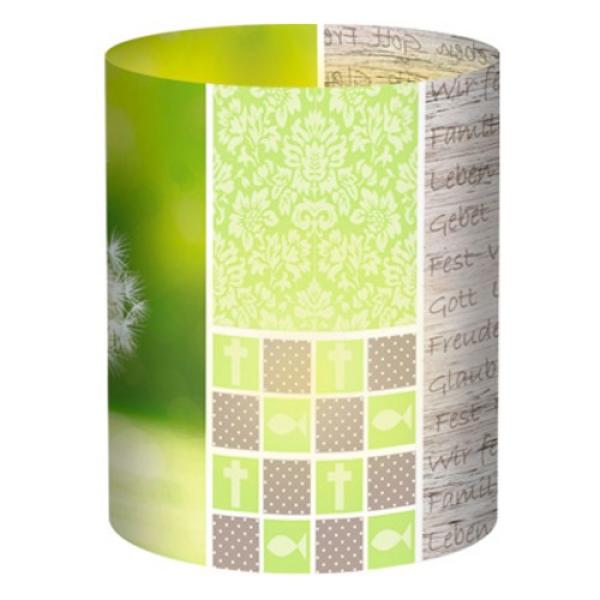 Bastelmaterial Papier transparent grün beige Kreuz Pusteblume