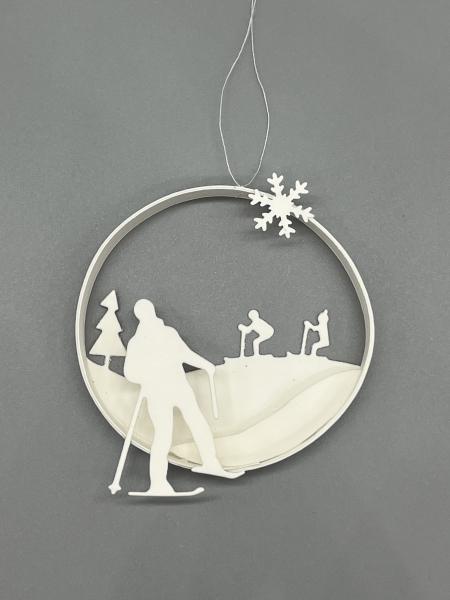 Dekoration Baumbehang rund weiß winterlich  Abfahrt