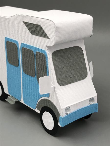 Geschenkschachtel Camper Fahrzeug Modell Box weiß Front