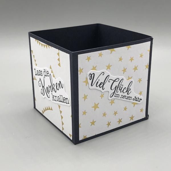Neujahrskarte Silvester Würfel weiß gold Glück